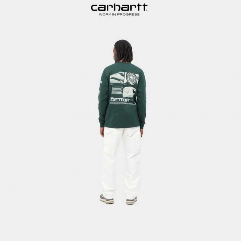 Carhartt Wip Detroit Turbo Long Sleeve T-Shirt Juniper | TH0002175