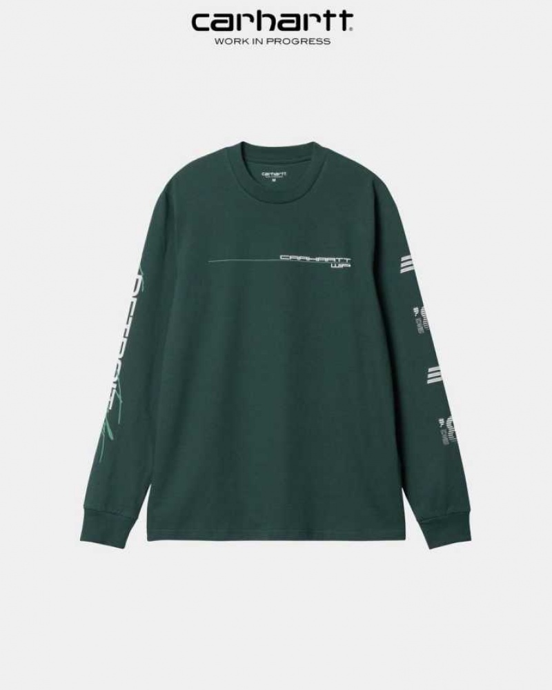 Carhartt Wip Detroit Turbo Long Sleeve T-Shirt Juniper | TH0002175