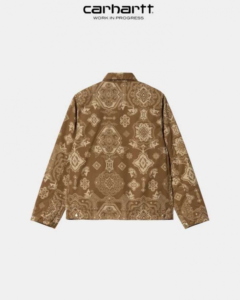 Carhartt Wip Detroit Verse Print Jacket Hamilton Brown | TH0000042