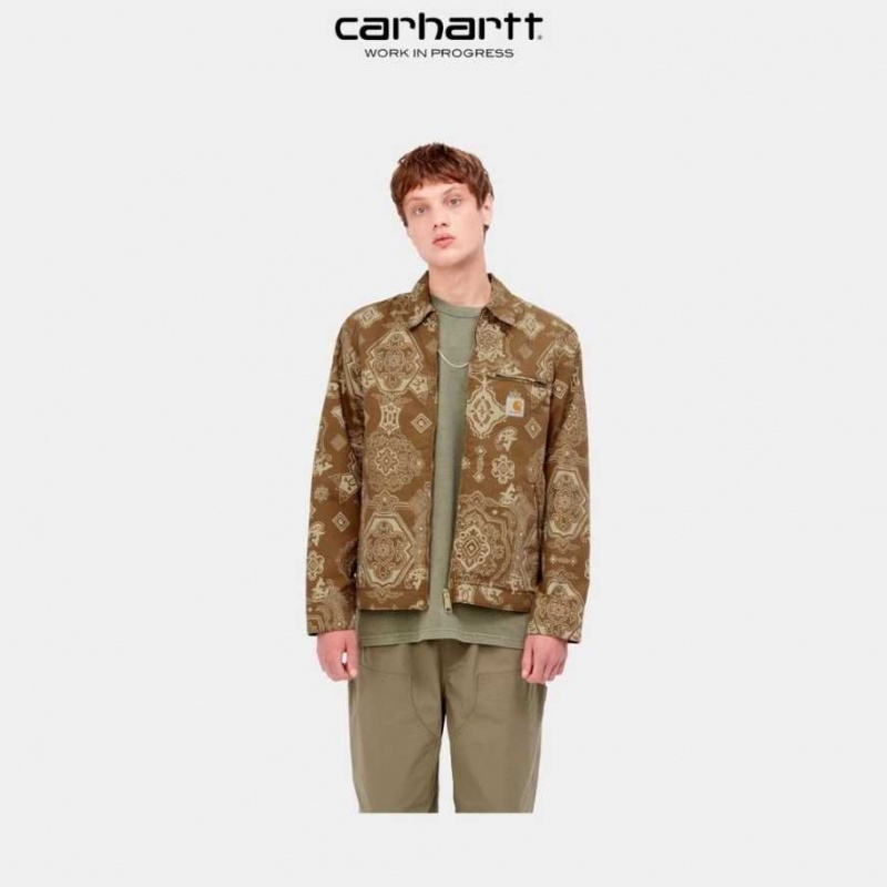 Carhartt Wip Detroit Verse Print Jacket Hamilton Brown | TH0000042