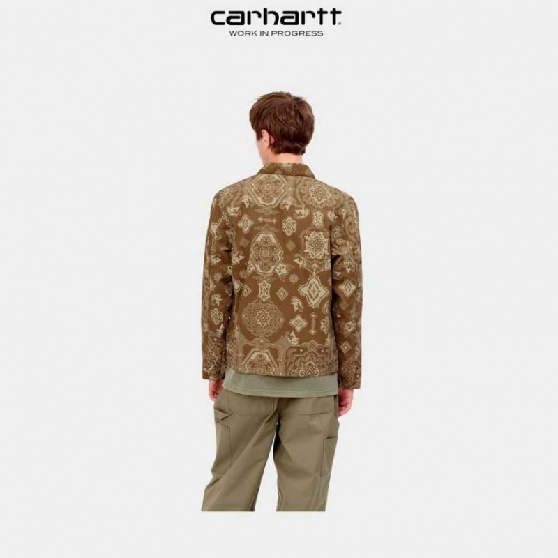 Carhartt Wip Detroit Verse Print Jacket Hamilton Brown | TH0000042