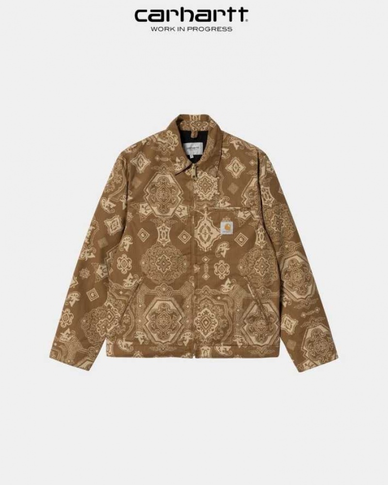 Carhartt Wip Detroit Verse Print Jacket Hamilton Brown | TH0000042