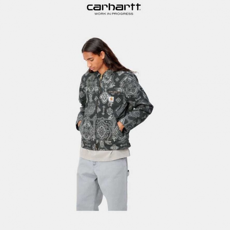 Carhartt Wip Detroit Verse Print Jacket Black | TH0000043