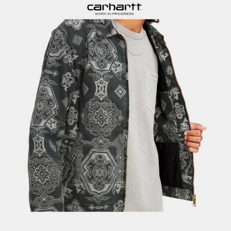 Carhartt Wip Detroit Verse Print Jacket Black | TH0000043