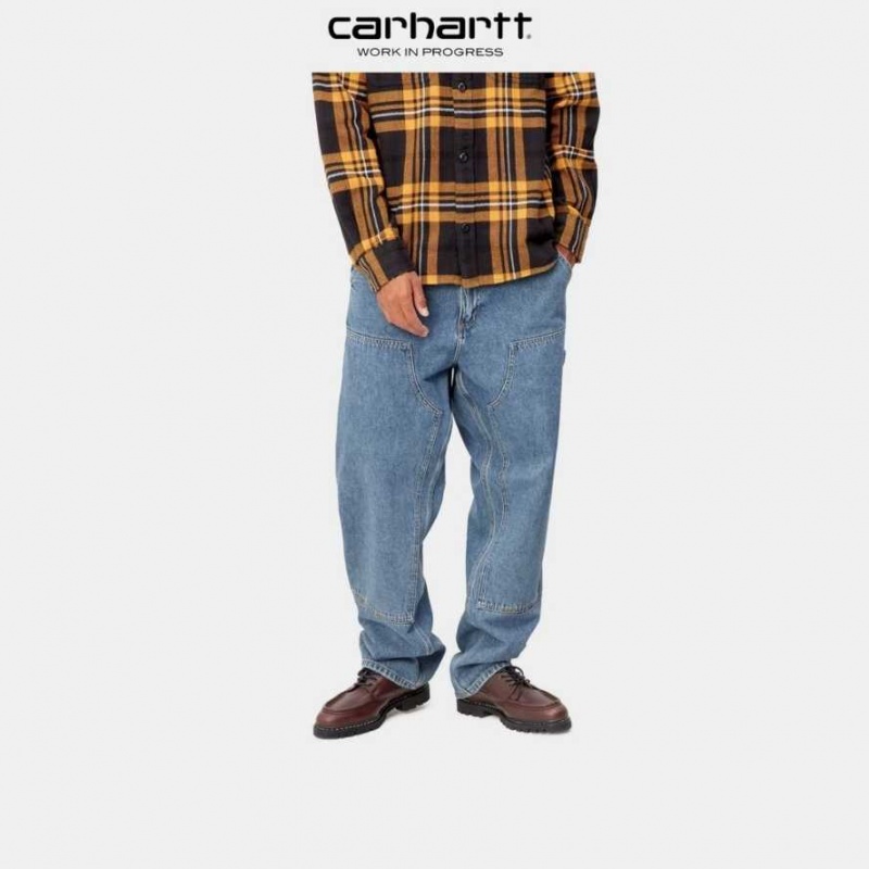 Carhartt Wip Double Knee Pant Blue (heavy stone wash) | TH0001397