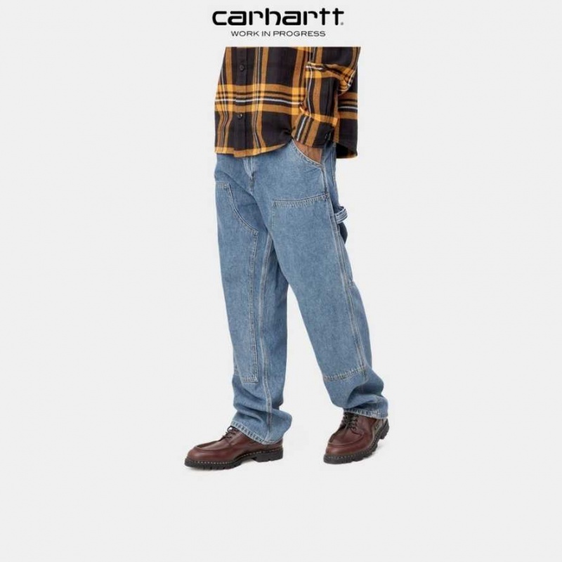 Carhartt Wip Double Knee Pant Blue (heavy stone wash) | TH0001397