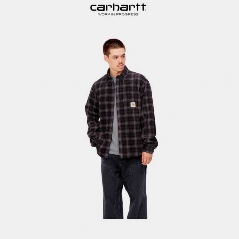 Carhartt Wip Flint Shirt Dark Plum Wiley Check | TH0001798