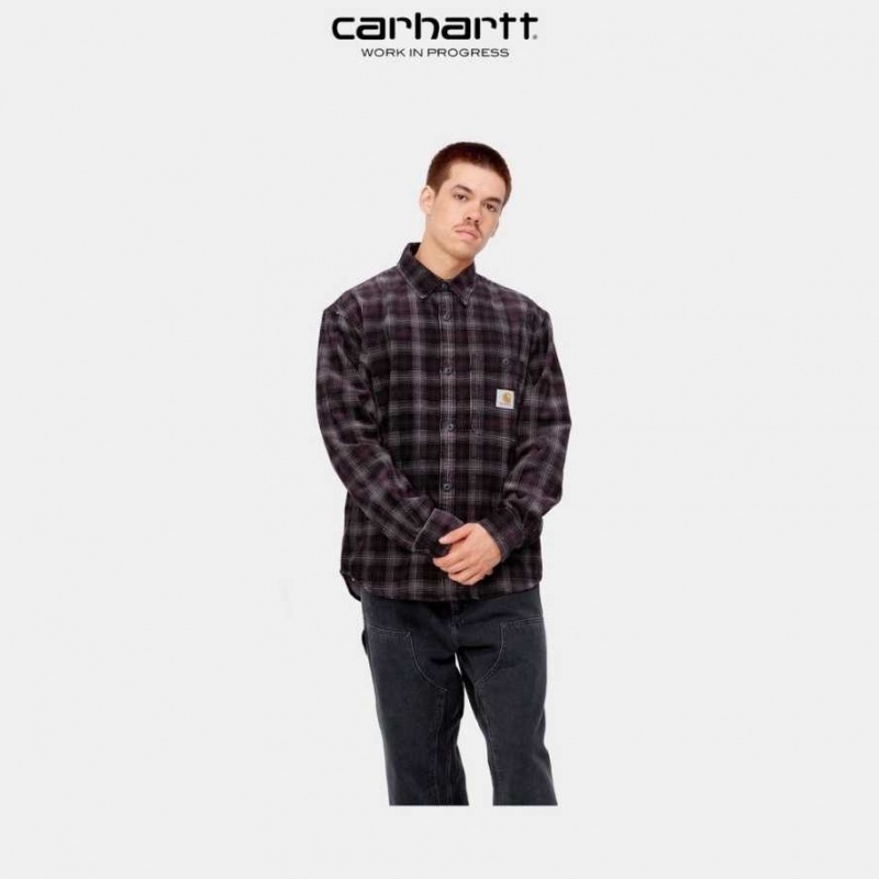 Carhartt Wip Flint Shirt Dark Plum Wiley Check | TH0001798