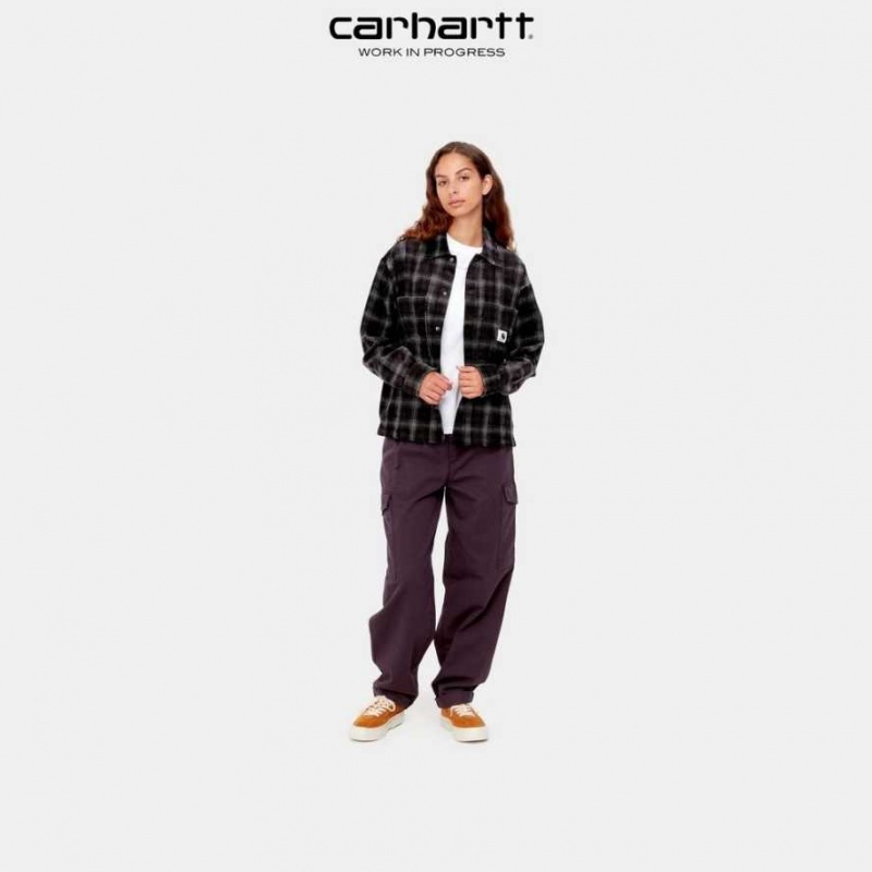 Carhartt Wip Foy Shirt Jacket Dark Plum Wiley Check | TH0001760