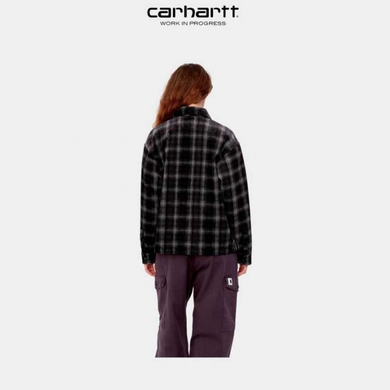 Carhartt Wip Foy Shirt Jacket Dark Plum Wiley Check | TH0001760