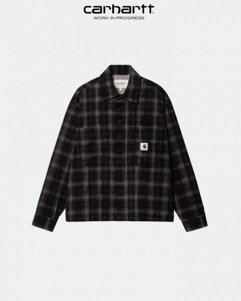 Carhartt Wip Foy Shirt Jacket Dark Plum Wiley Check | TH0001760