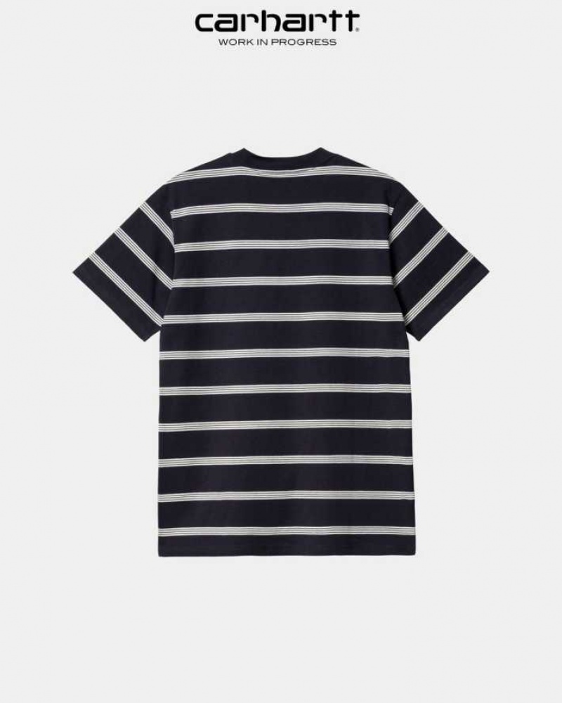 Carhartt Wip Glover Stripe T-Shirt Dark Navy | TH0002205