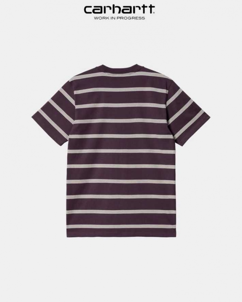 Carhartt Wip Glover Stripe T-Shirt Dark Plum | TH0002204