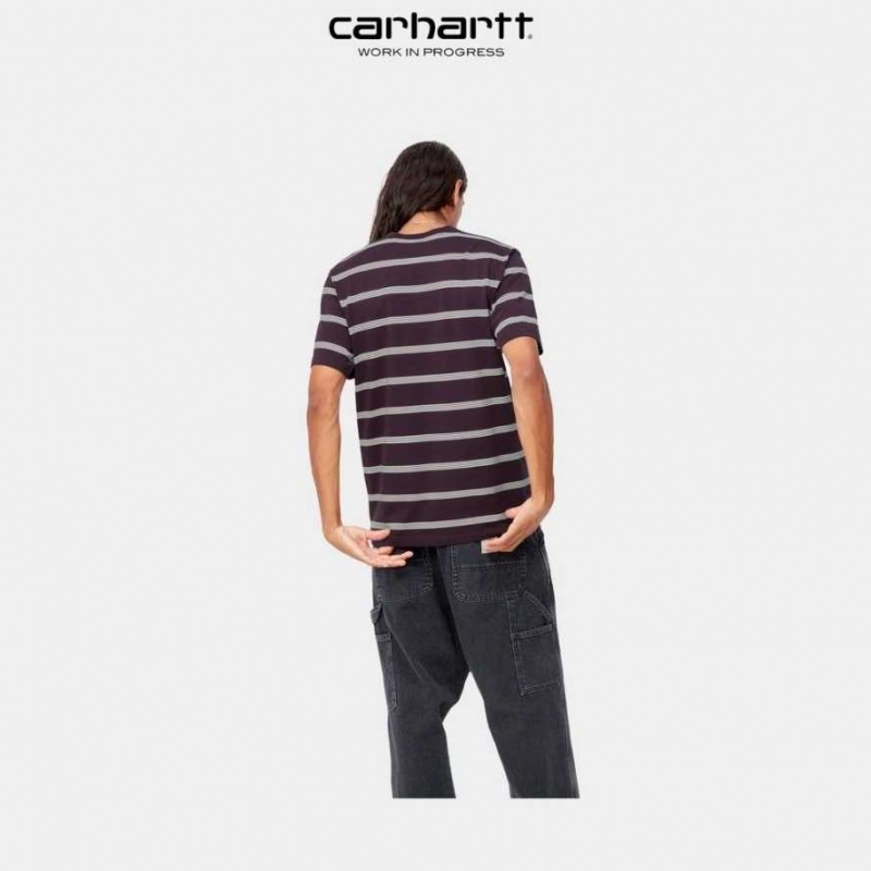 Carhartt Wip Glover Stripe T-Shirt Dark Plum | TH0002204