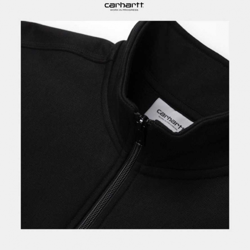 Carhartt Wip Half Zip American Script Sweatshirt Black | TH0000279