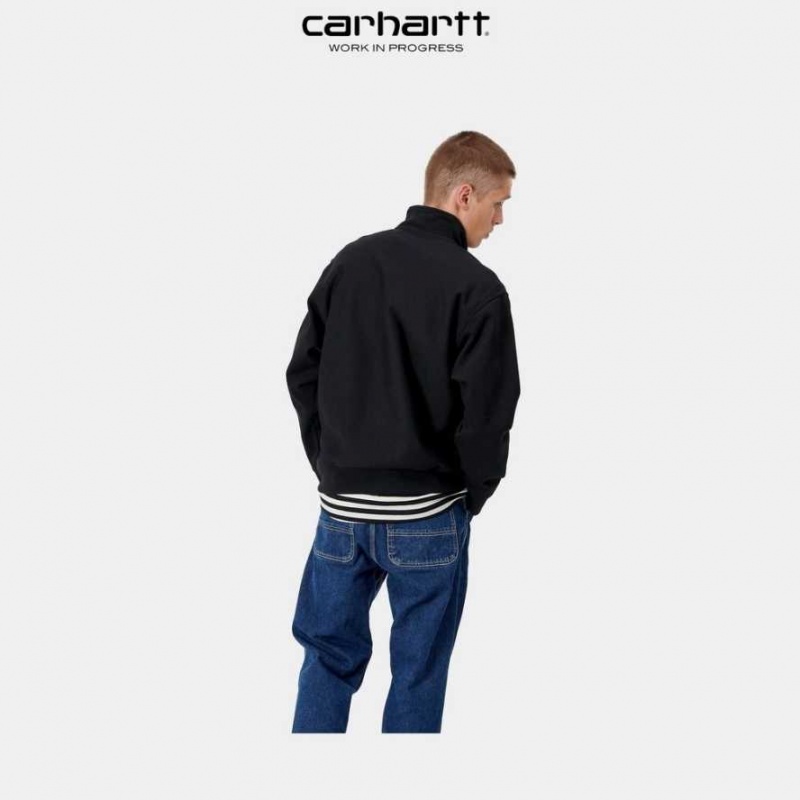 Carhartt Wip Half Zip American Script Sweatshirt Black | TH0000279