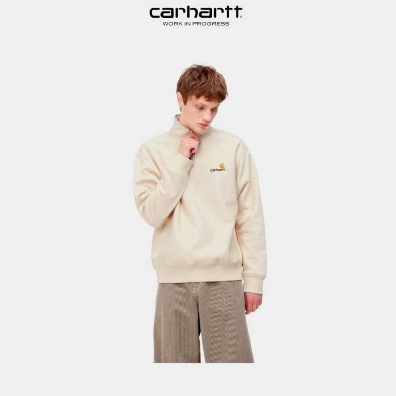 Carhartt Wip Half Zip American Script Sweatshirt Calico | TH0000280