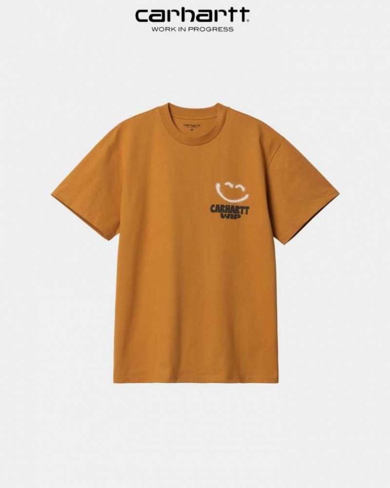 Carhartt Wip Happy Script T-Shirt Ochre | TH0002210