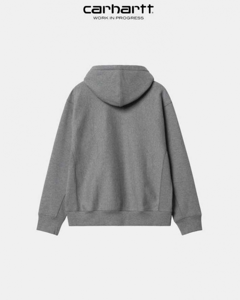 Carhartt Wip Hooded American Script Sweatshirt Dark Grey Heather | TH0000281