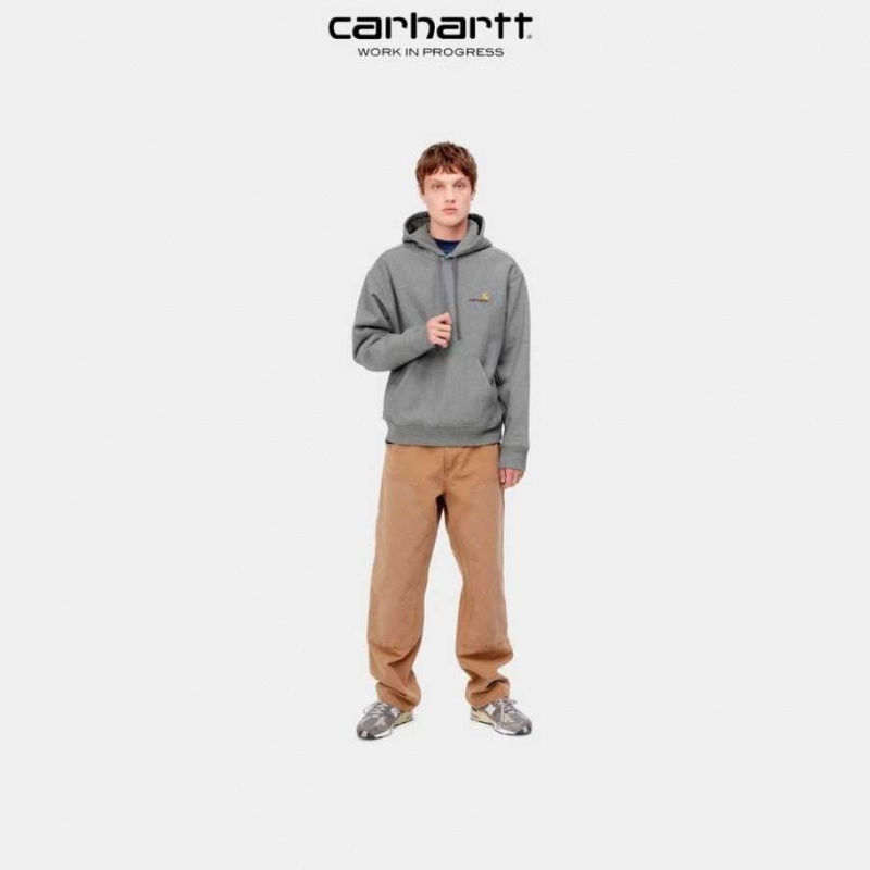 Carhartt Wip Hooded American Script Sweatshirt Dark Grey Heather | TH0000281