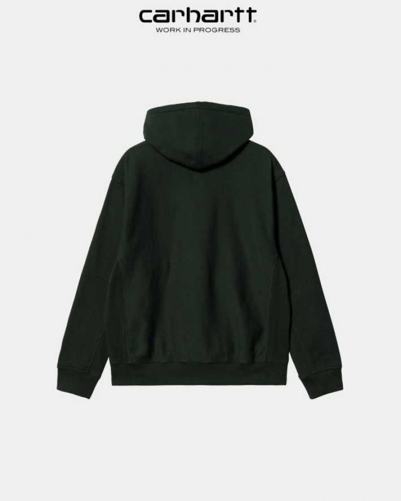 Carhartt Wip Hooded American Script Sweatshirt Dark Cedar | TH0000283