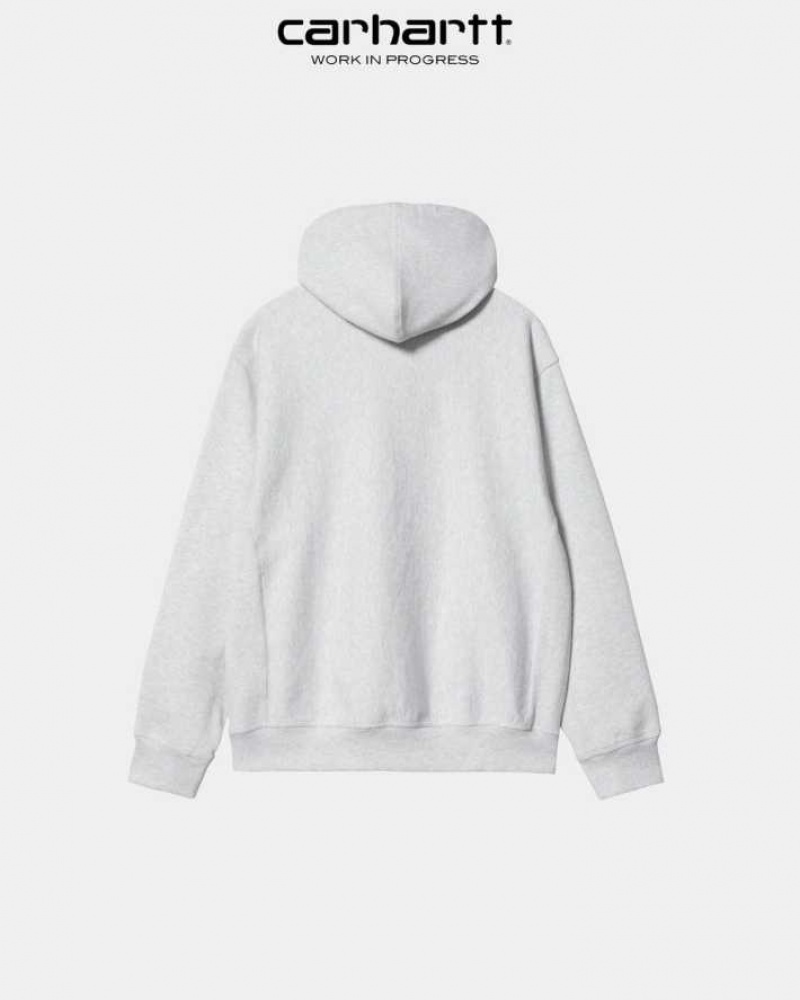 Carhartt Wip Hooded American Script Sweatshirt Ash Heather | TH0000285