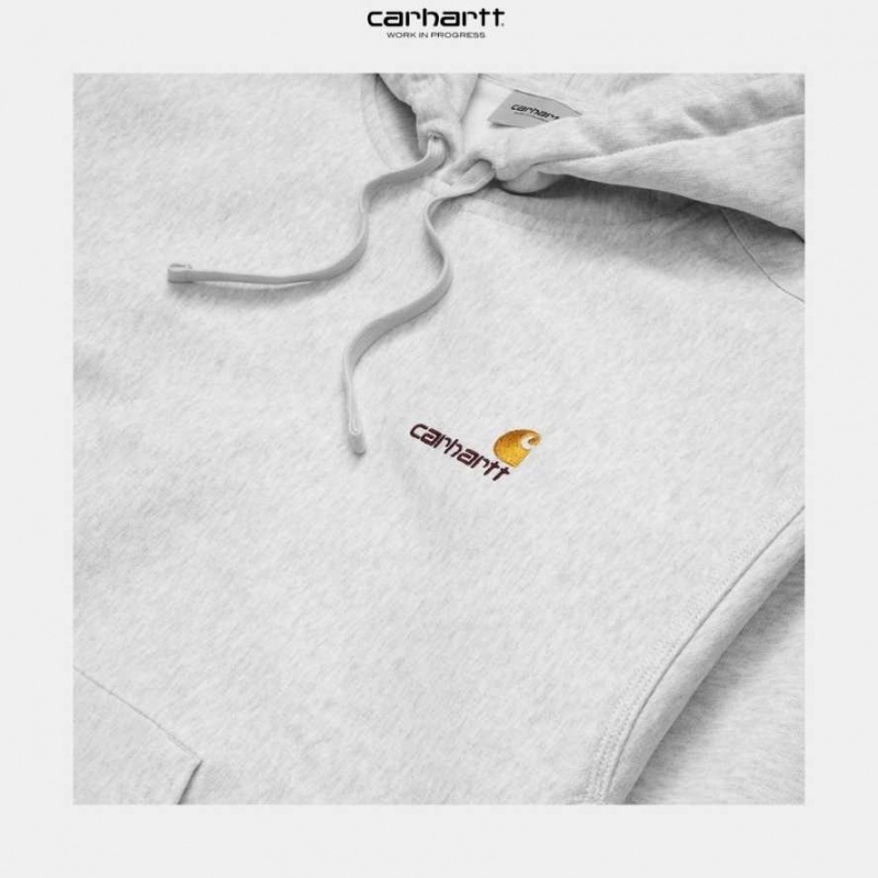 Carhartt Wip Hooded American Script Sweatshirt Ash Heather | TH0000285