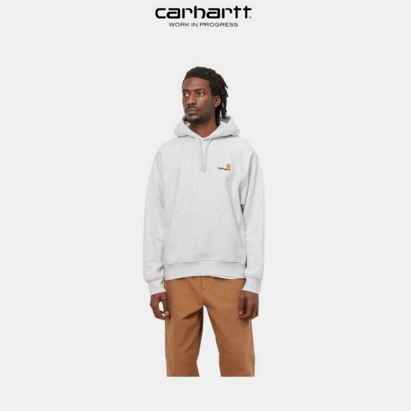 Carhartt Wip Hooded American Script Sweatshirt Ash Heather | TH0000285