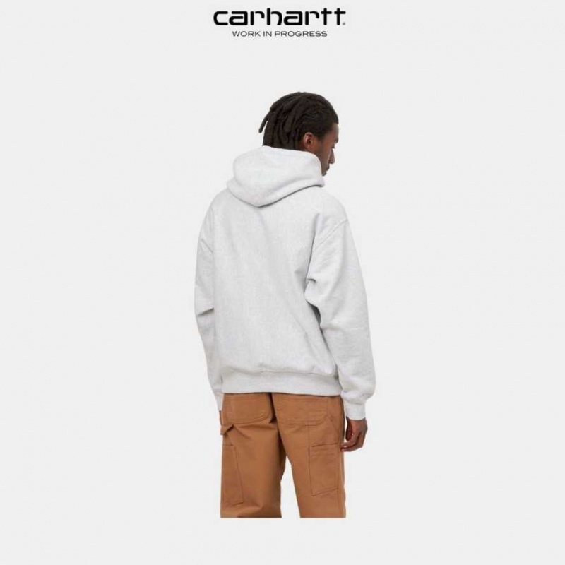 Carhartt Wip Hooded American Script Sweatshirt Ash Heather | TH0000285