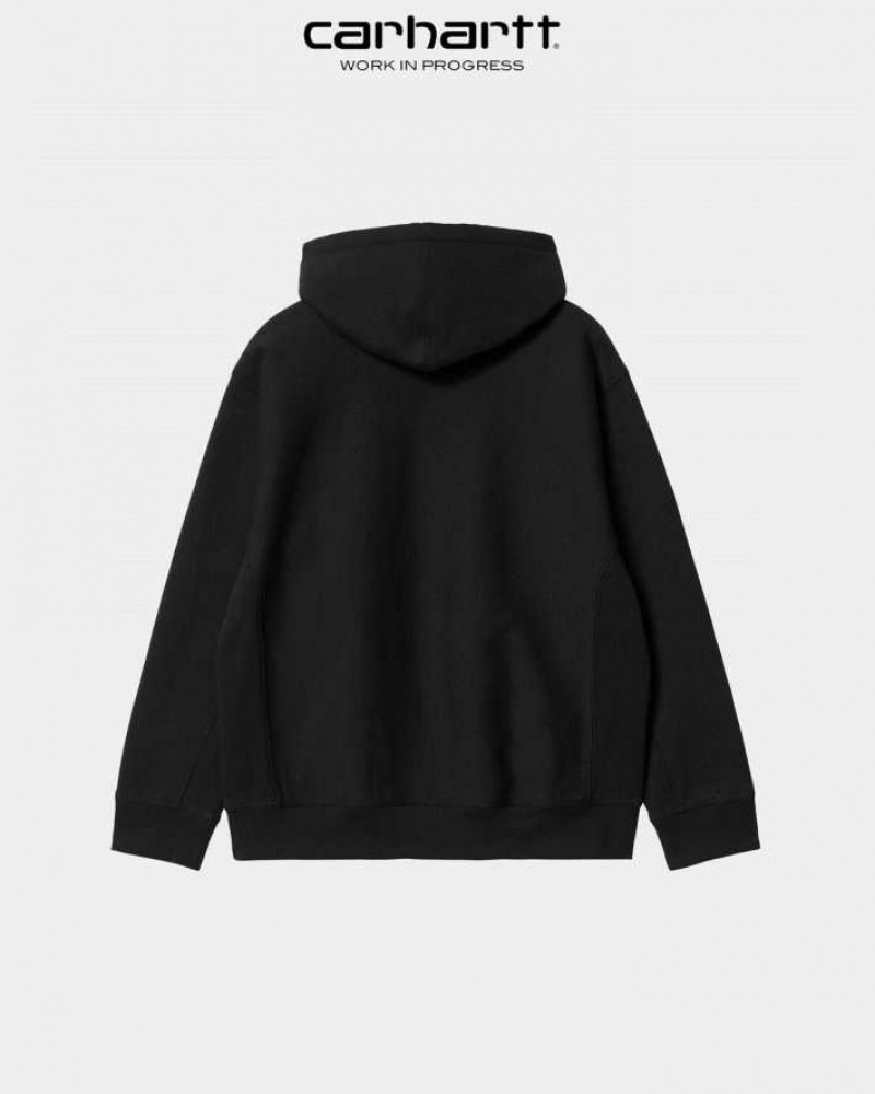 Carhartt Wip Hooded American Script Sweatshirt Black | TH0000286