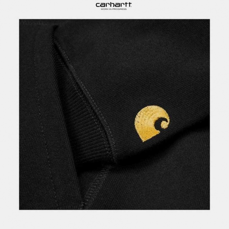 Carhartt Wip Hooded Chase Sweatshirt Black | TH0000304