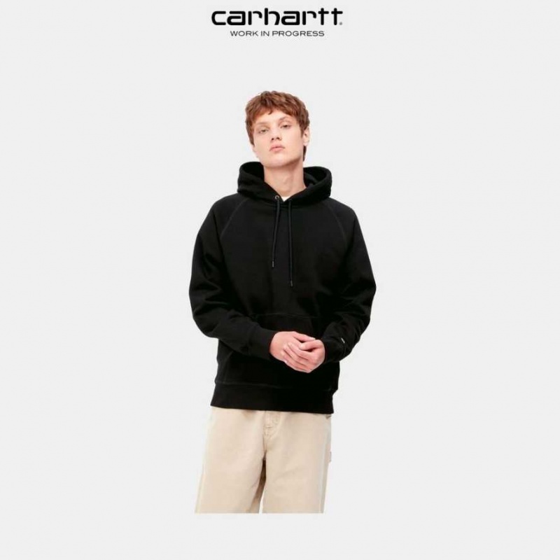 Carhartt Wip Hooded Chase Sweatshirt Black | TH0000304