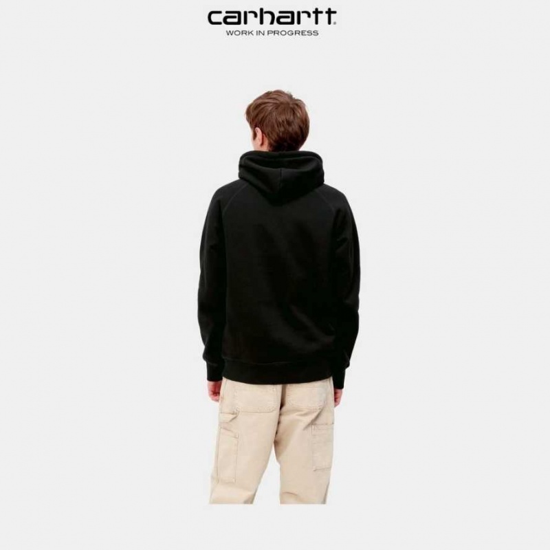 Carhartt Wip Hooded Chase Sweatshirt Black | TH0000304