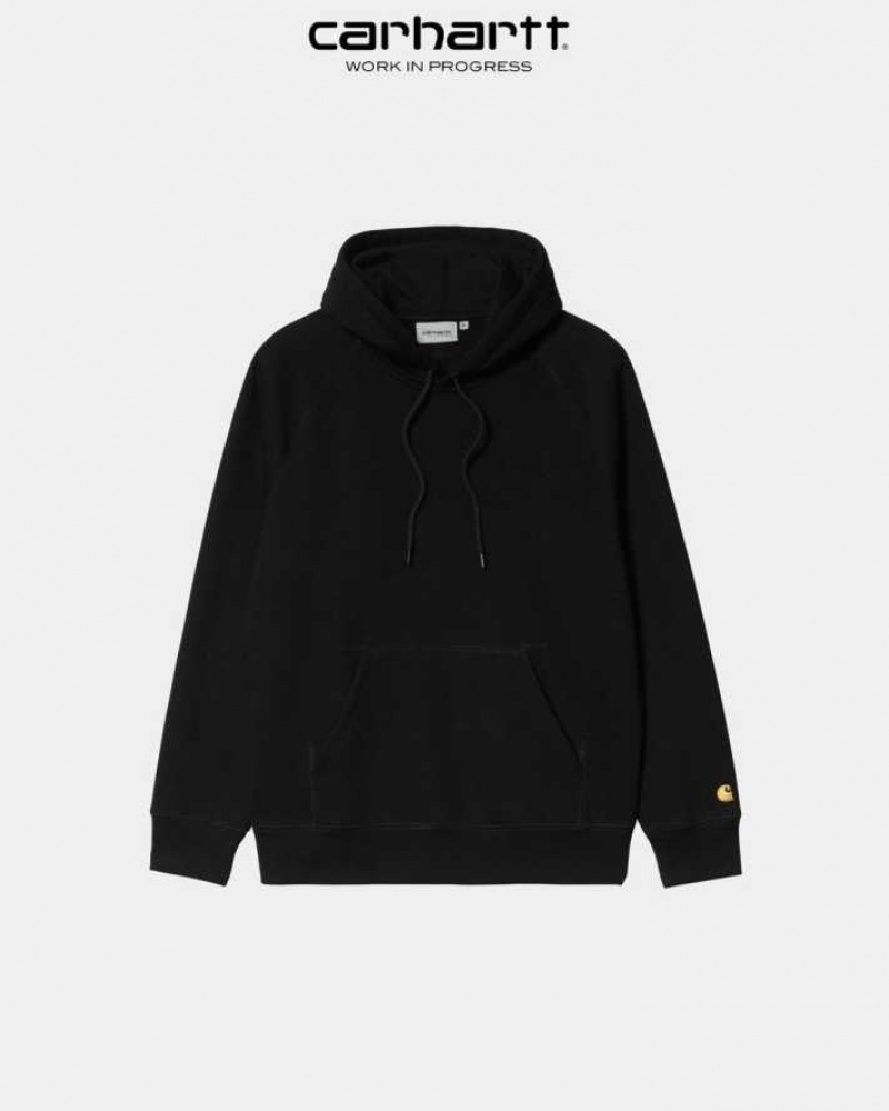 Carhartt Wip Hooded Chase Sweatshirt Black | TH0000304