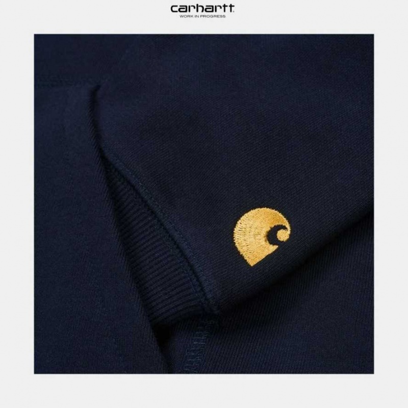 Carhartt Wip Hooded Chase Sweatshirt Dark Navy | TH0000301