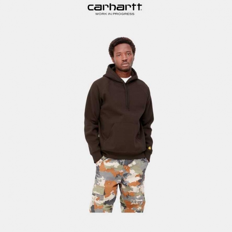 Carhartt Wip Hooded Chase Sweatshirt Dark Umber | TH0000307