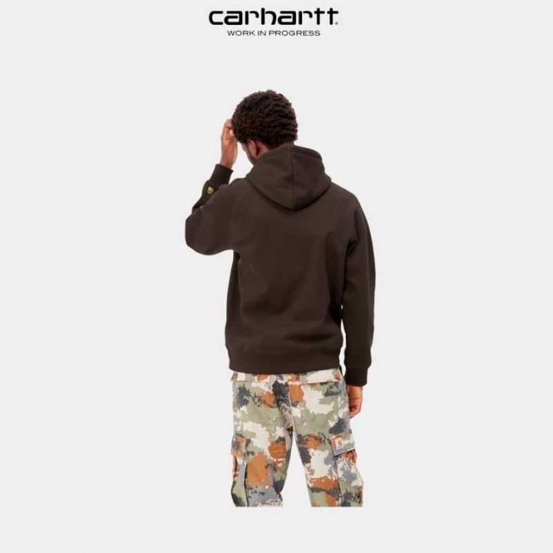 Carhartt Wip Hooded Chase Sweatshirt Dark Umber | TH0000307