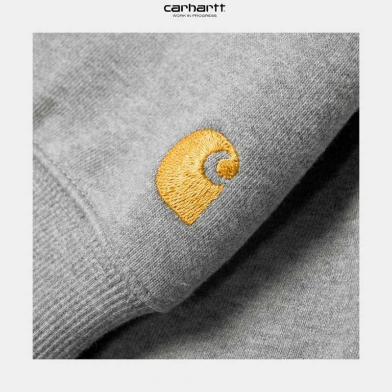 Carhartt Wip Hooded Chase Sweatshirt Grey Heather | TH0000299