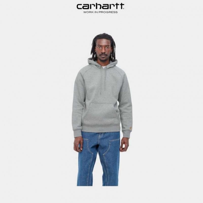 Carhartt Wip Hooded Chase Sweatshirt Grey Heather | TH0000299