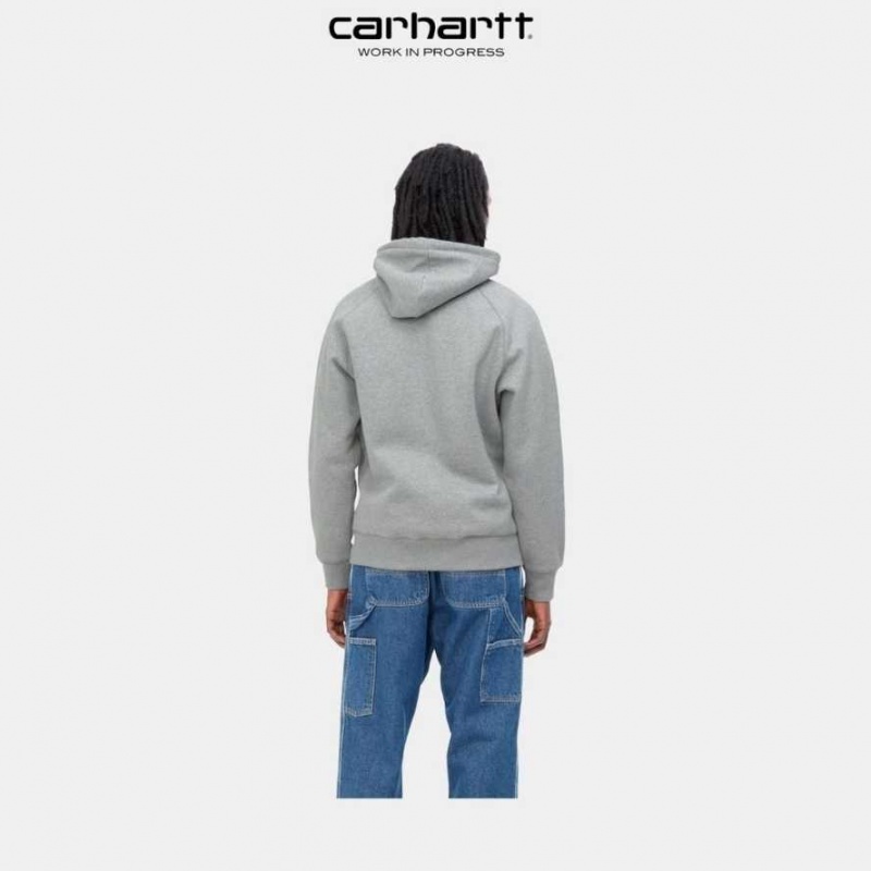 Carhartt Wip Hooded Chase Sweatshirt Grey Heather | TH0000299