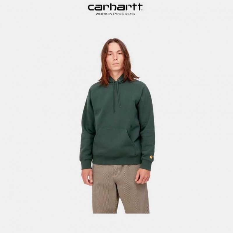 Carhartt Wip Hooded Chase Sweatshirt Juniper | TH0000306