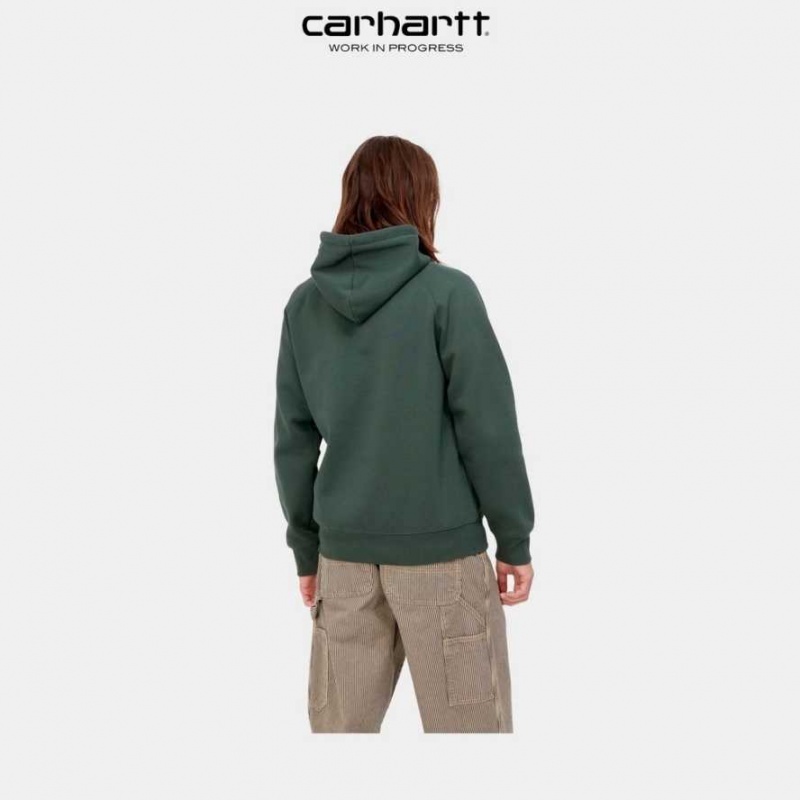 Carhartt Wip Hooded Chase Sweatshirt Juniper | TH0000306