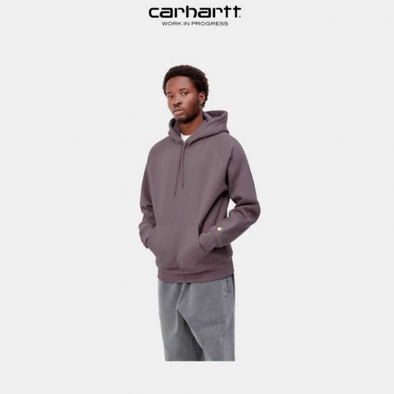 Carhartt Wip Hooded Chase Sweatshirt Misty Thistle | TH0000305