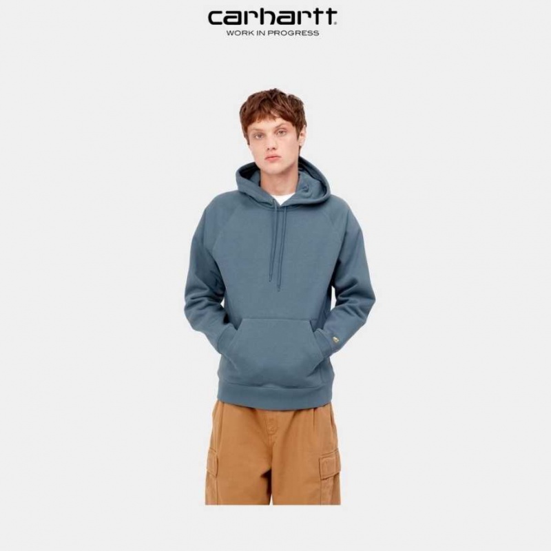 Carhartt Wip Hooded Chase Sweatshirt Storm Blue | TH0000308