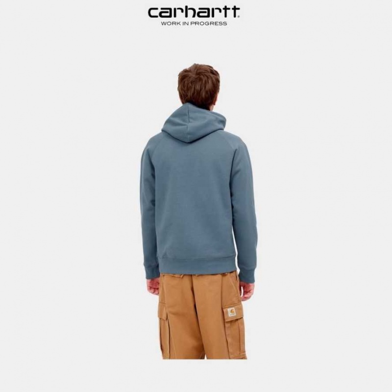 Carhartt Wip Hooded Chase Sweatshirt Storm Blue | TH0000308