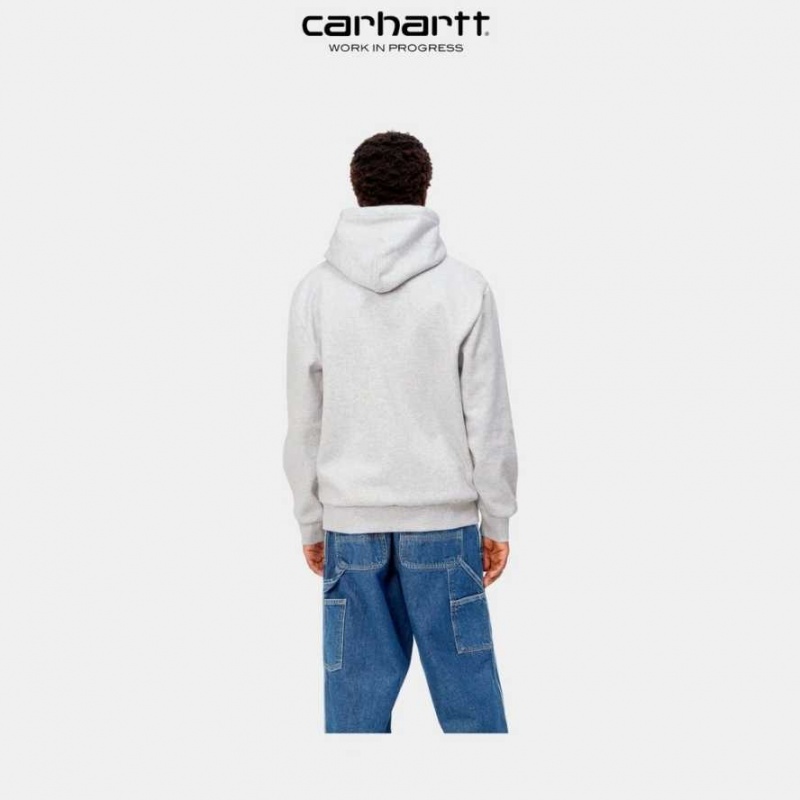 Carhartt Wip Hooded Happy Script Sweatshirt Ash Heather | TH0000318