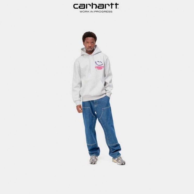 Carhartt Wip Hooded Happy Script Sweatshirt Ash Heather | TH0000318