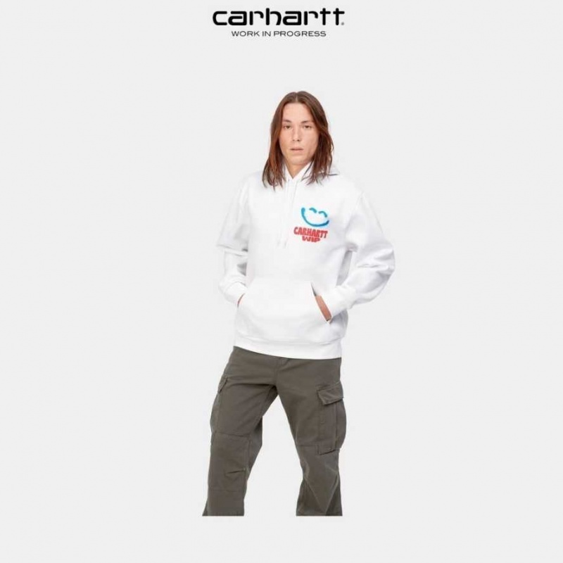 Carhartt Wip Hooded Happy Script Sweatshirt White | TH0000319