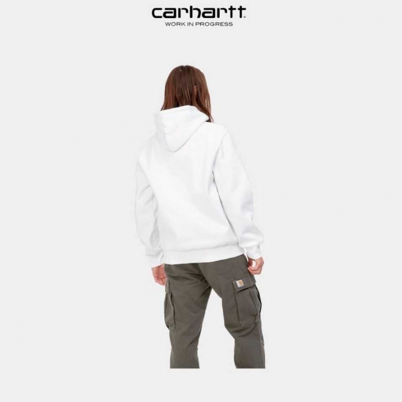 Carhartt Wip Hooded Happy Script Sweatshirt White | TH0000319