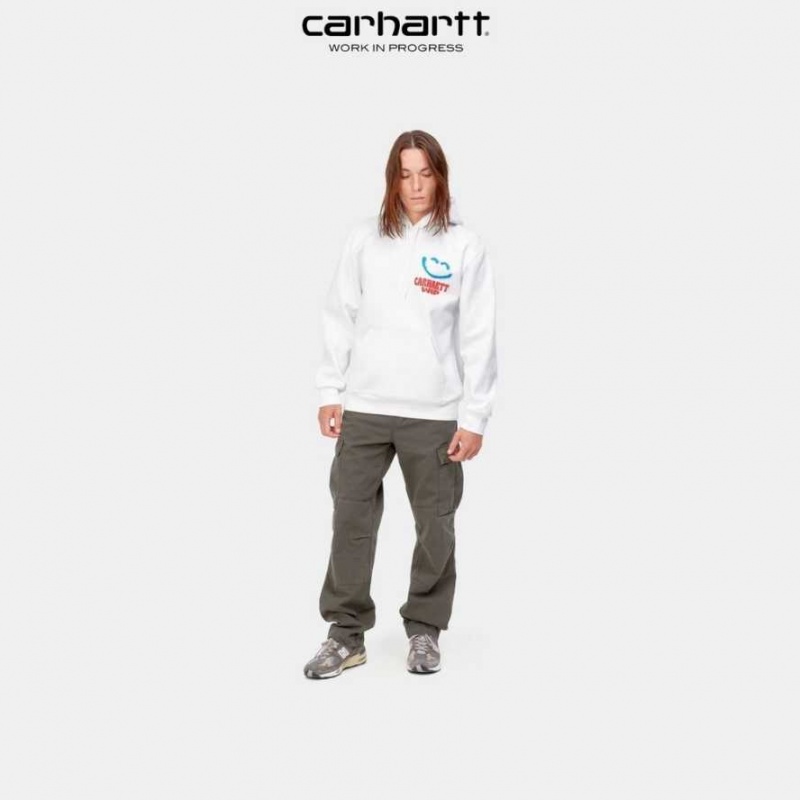 Carhartt Wip Hooded Happy Script Sweatshirt White | TH0000319